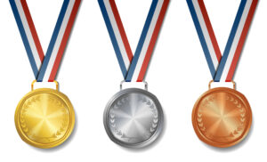 Bronze, silver, and gold medals